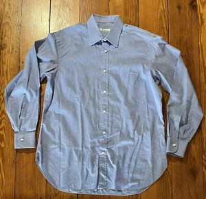 Brioni Roma Dress Shirt 100% Cotton Mens Blue Button Up Collar 44” chest - Picture 1 of 8
