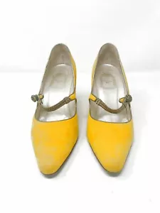 Christian Dior 39 Senf Wildleder Pumps Keilabsatz Vintage 1980er Jahre - Bild 1 von 8