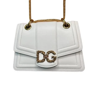 Dolce & Gabbana Amore White Leather Embellished Crossbody Bag Purse - Picture 1 of 11