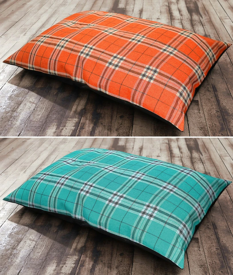 Extra Large Tartan Check Anti-slip Washable Multi Purpose Filled Floor Cushions - Image 1 of 1