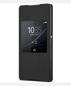 Genuine Official Sony Style Cover Window SCR30 Black Flip Case For Xperia Z3+ - Picture 1 of 10