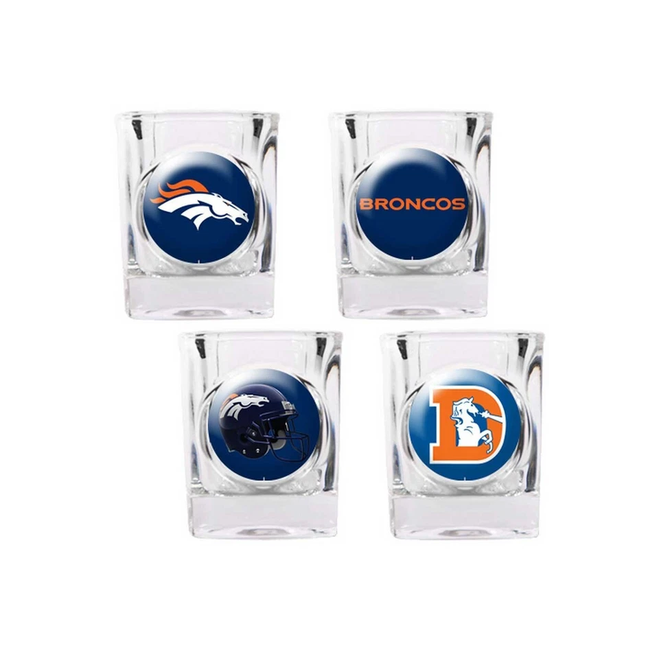 Denver Broncos Shot Glass Set 4 Piezas Logotipos NFL Foto 1 de 1