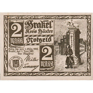 [#287328] Banknote, Germany, Brakel, 2 Mark, personnage, 1921, UNC Mehl:150.3, a