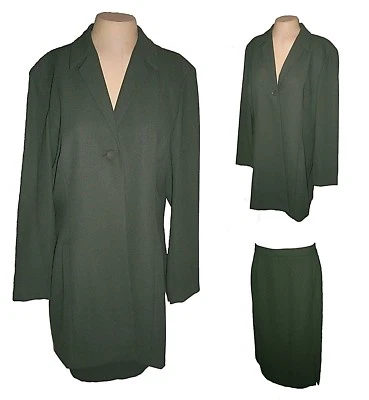 New 2-PC Suit: Duster & Skirt, Jones New York, Business Loden-Green  14 - Image 1 of 4