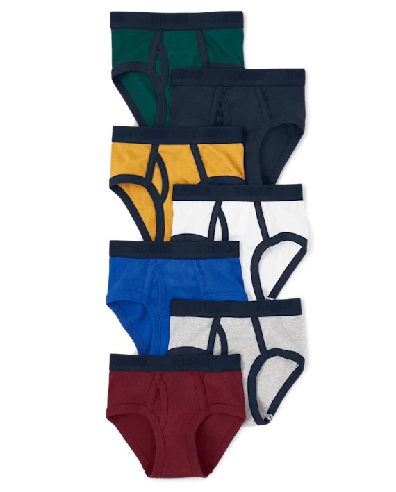 Roupa íntima masculina Gymboree tamanho grande (10-12) 7 cuecas multicolorida sólida - pacote com 7 - Imagem 1 de 1