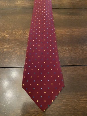 Mens Burgundy Maroon Ermenegildo Zegna 100% Silk Tie Circles Used Made in Italy  - Image 1 of 4