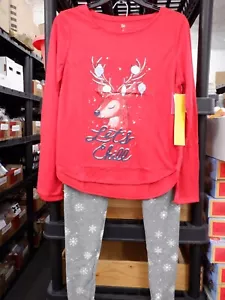 MÄDCHEN GRÖSSE 18 SO MARKE ROTES RENTIER 3-TEILIGES FLEECE LEGGINGS PYJAMA SET NEU #21953 - Bild 1 von 3
