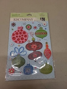 Happy Holidays Christmas Ornaments Grand Adhesions Scrapbook Stickers K&Company - Picture 1 of 2