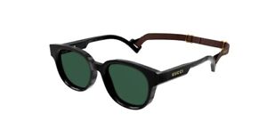 Gucci GG1237S 001  Black/Green Soft Square Men's Sunglasses with Gucci Lanyard