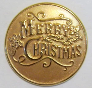 Alfileres de solapa Feliz Navidad 1" acabado dorado antiguo - Imagen 1 de 2
