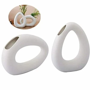 white Ceramic Vase - Droplet Matte Surface Design - Modern Vase, Family, New - Picture 1 of 7