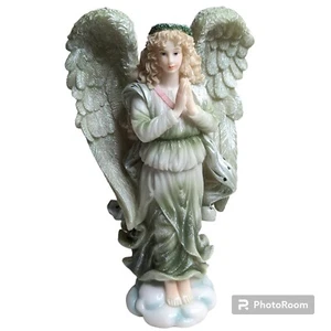 Scultura Angelo Bellissima Giada Verde Bianco e Blu Scintillante Angelico Decorativo  - Foto 1 di 12