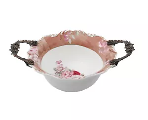 Deep Salad Bowl Serving Snacks Fruit Bowl Round Party BBQ Porcelain White Floral - Picture 1 of 6