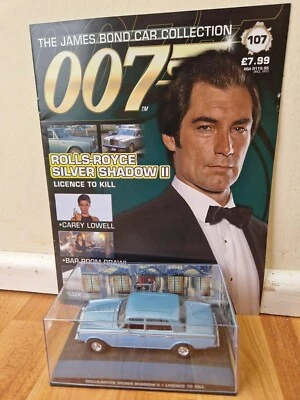 James Bond 007 Auto - Rolls Royce Argento Shadow II Patente A Kill + Mag #107 - Immagine 1 di 3