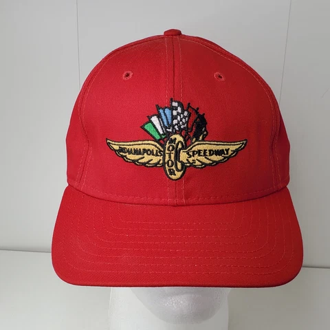 VTG Indianapolis Motor Speedway Wings Wheel & Flags Logo Red Hat Cap Delong USA Cover
