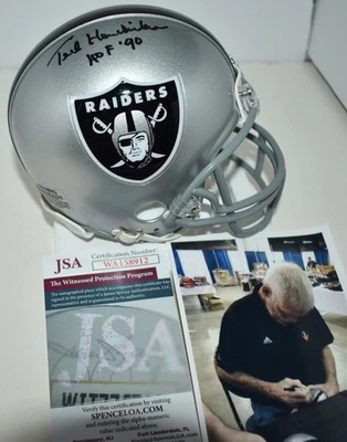 TED HENDRICKS AUTOGRAPHED VSR4 MINI HELMET OAKLAND RAIDERS HOF 90 JSA - Image 1 of 4