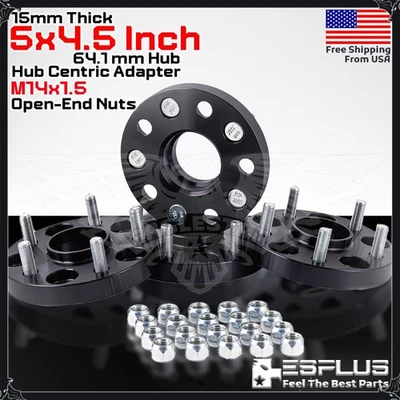 4PC 15mm Tesla HUB CENTRIC WHEEL SPACER 5x4.5" CB 64.1mm 14x1.5 FIT Model 3/Y - Imagem 1 de 4