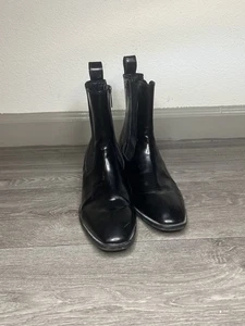 Womens Aquatalia Rosina Soft Abrasiva Boots Black Patent Leather Italy Made 9.5 - Picture 1 of 22