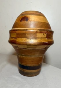 Florero artesanal de madera natural torneado modernista hecho a mano inusual vintage escultura - Imagen 1 de 11