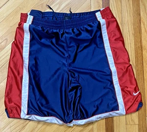 Vintage Herren Nike Silky Satin blau/rot/Basketball schillernde Shorts 90er glänzend Größe L - Bild 1 von 8