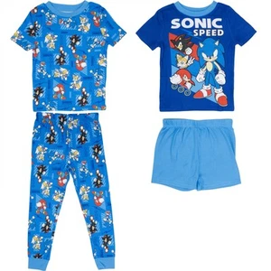 Sonic the Hedgehog Speed 4-Piece Boys Pajama Set Blue - Picture 1 of 25