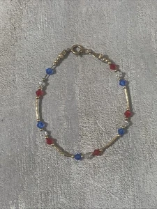 "Brazalete de cadena vintage de bola de oro de cristal relleno de oro de 1/20 14K de 7""" - Imagen 1 de 9