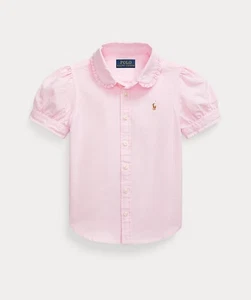 Ralph Lauren Girl's Pink Short Sleeve Buttondown Shirt Size 5 - Picture 1 of 2