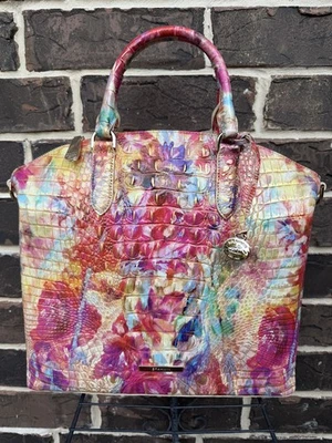 NUEVO CON ETIQUETAS BRAHMIN Happy Hour Melbourne CARTERA GRANDE DUXBURY multi amarillo púrpura azul Foto 1 de 4