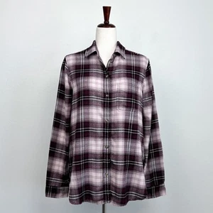 American Eagle Plaid Flannel Boyfriend Fit Button-Up Shirt - Picture 1 of 6