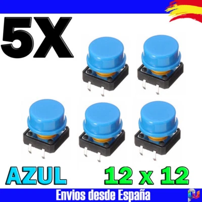 5x Pulsador momentaneo 12 X 12 mm Azul contacto abierto Prototipos Electronica - Imagen 1 de 3