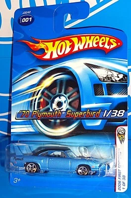 Hot Wheels 2006 primeras ediciones #1 '70 Plymouth Superbird azul con 5 SP Foto 1 de 2