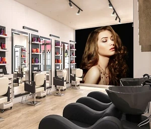 3D Frau C625 Haarschnitt Salon Shop Tapete Wandbild Fototapete Entfernen - Bild 1 von 11