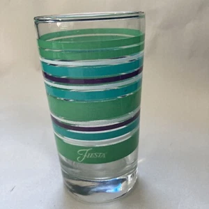 Fiesta Striped Juice Glasses SET 4 Green Meadow Turquoise White Plum - Picture 1 of 6