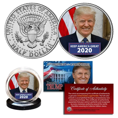 DONALD TRUMP Keep America Great 2020 Official JFK Kennedy Half Dollar U.S. Coin Cover