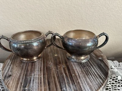 Juego de 2 azucareros victorianos enchapados en plata Oneida vintage fiesta y Briarcliff Foto 1 de 4