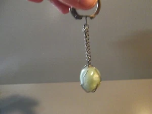 Old Collectible Key Chain 1"in Stone Round Green Rock - Picture 1 of 5