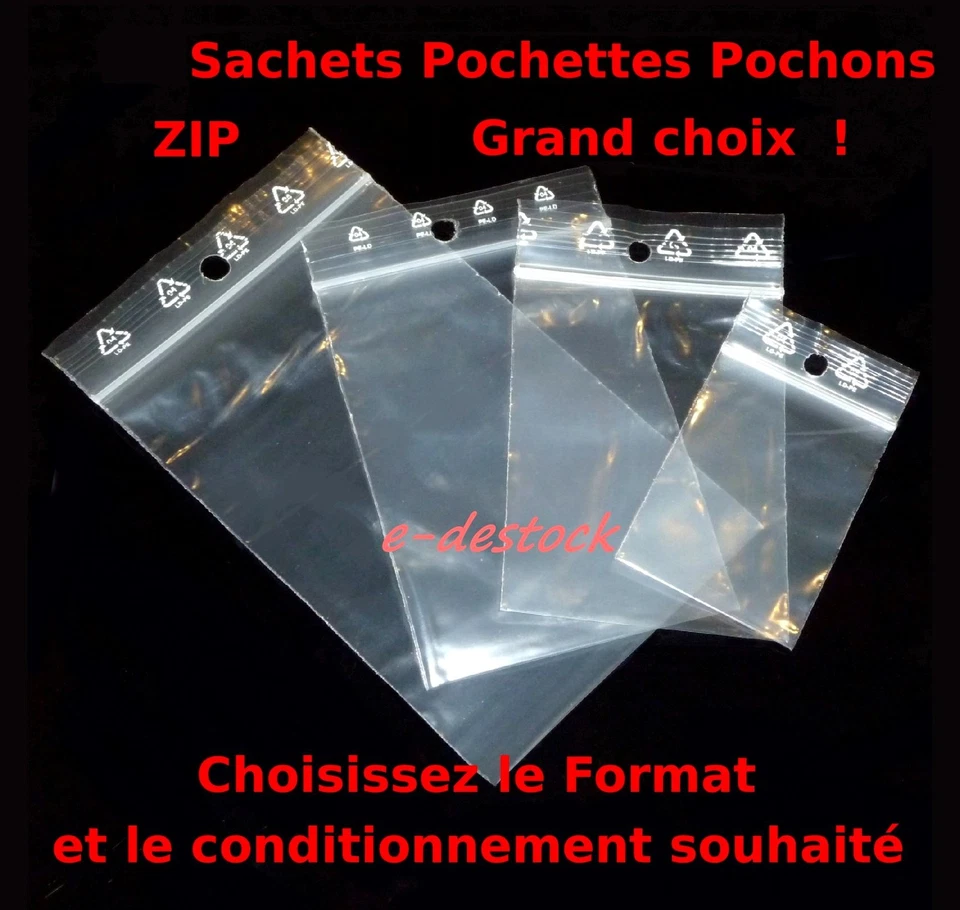Lot de Sachets plastique fermeture pression ZIP Transparent Pochettes pochon bag - Photo 1/1