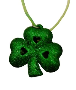 Green Glitter Shamrock Necklace St Patricks Day Irish Ireland Bells inside - Picture 1 of 3