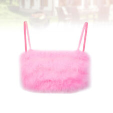 light pink crop top Faux Fur Trim Crop Bra strapless bandeau bra Rave Tops for