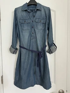 Tommy Hilfiger Womens Size S Denim Shirt Dress Roll-tab Sleeves Pocket Front - Picture 1 of 5