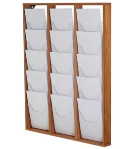 15 Pocket A4 Wall Mounted Dark Beech Shopping Mall Retail Shop display - Picture 1 of 4
