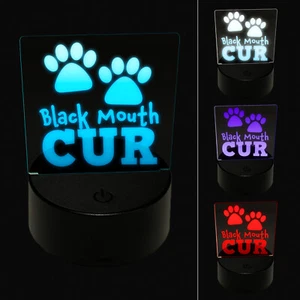 Black Mouth Cur Dog Paw Prints Fun Text 3D Illusion LED Night Light Sign Lamp - Picture 1 of 6