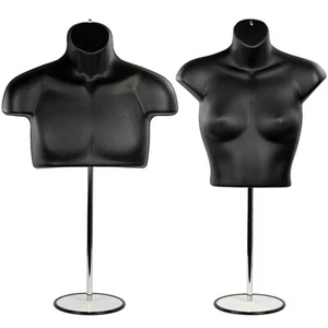 MN-446/447 Male +Female T-Shirt Torso Mannequin Countertop Form Adjustable Stand - Picture 1 of 8