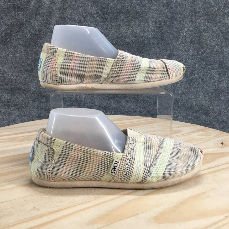 Toms Zapatos Mujer 6 Zapatillas Sin Cordones Multicolor Rayas Punta Redonda Parte Superior Baja Informales Foto 1 de 4