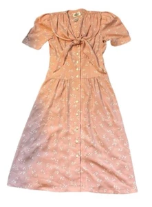 Vintage Leslie Fay Light Pink Floral Button Up Dress Size 8 - Picture 1 of 9