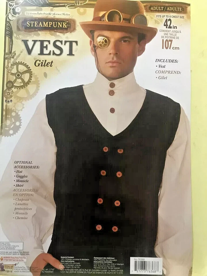 disfraz hombre chaleco steampunk cabe hasta 40 pecho. Foto 1 de 2