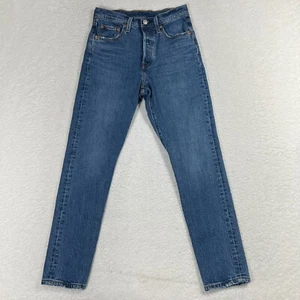 Levi's 501 S Jeans Womens 25x28 (26x27) Skinny Leg High Rise Med Wash Button Fly - Picture 1 of 11