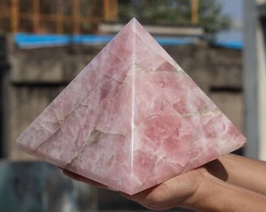 200MM Pink Rose Quartz Crystal Pyramid Aura Healing Chakra Energy Gemstone Point - Picture 1 of 10