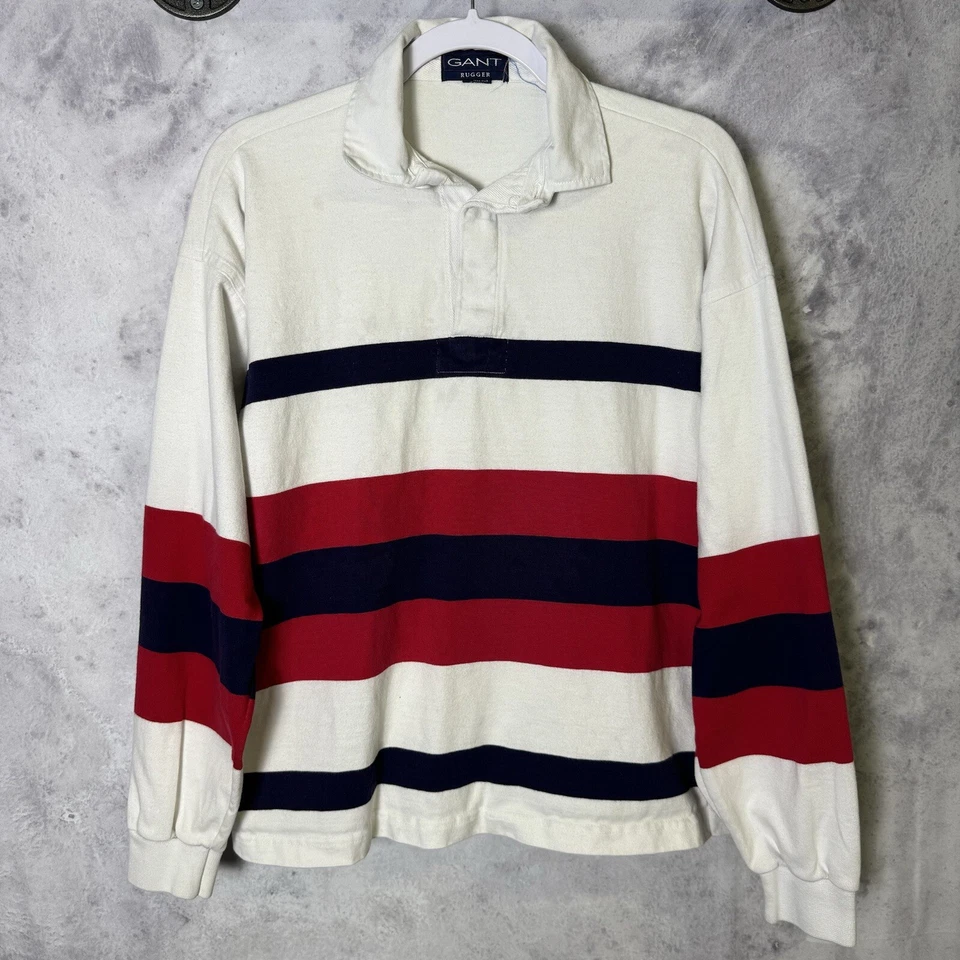 Camisa de rugby de manga larga Gant Rugger para hombre mediana 21x24 cuello a rayas de colección EE. UU. Foto 1 de 4
