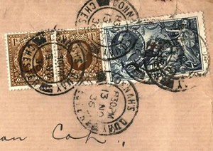 GB AIR MAIL 10s Seahorse *Connahs Quay* Cheshire 12s Rate Cover 1936 ARGENTINA - Picture 1 of 9